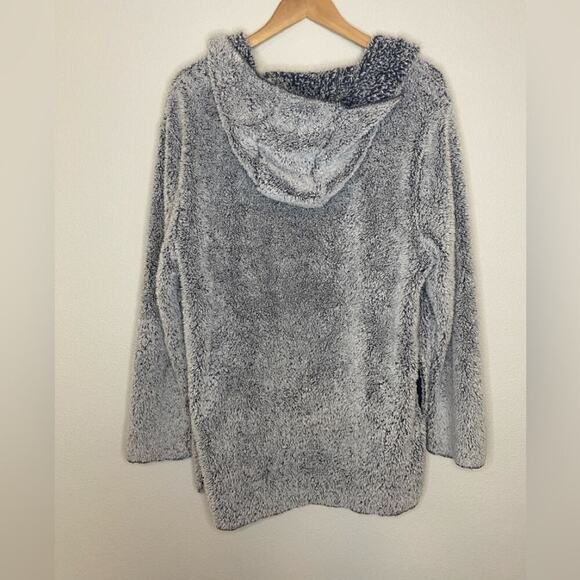 VS Pink Gray Sherpa Long Sleeve Hooded Open Front Women’s Cardigan - Picture 4 of 5